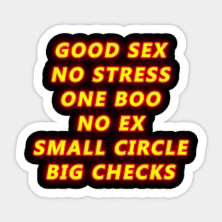 good sex no stress one boo no ex small circle big checks Sticker